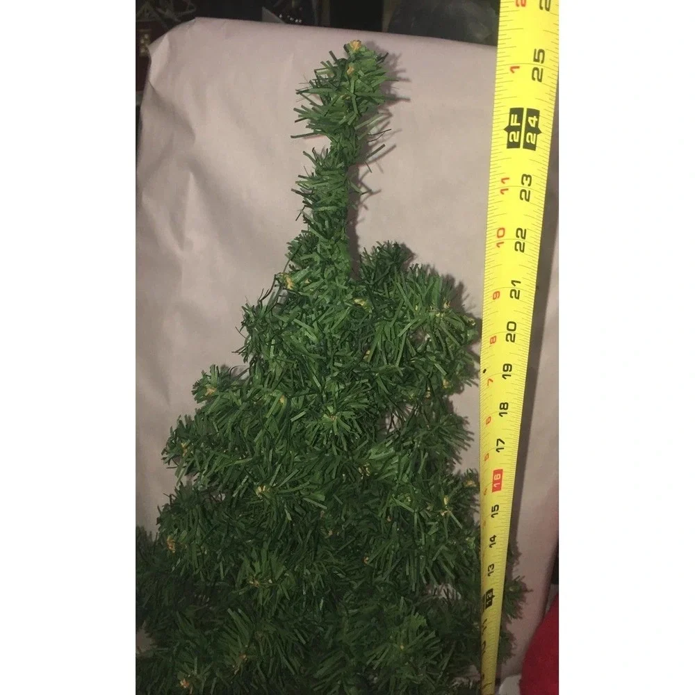 Vintage Primitive Green Artificial Christmas Tree Burlap Base 24